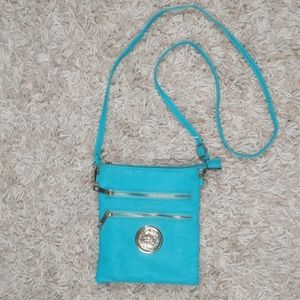 Teal Blue Vegan Leather Small Crossbody Bag